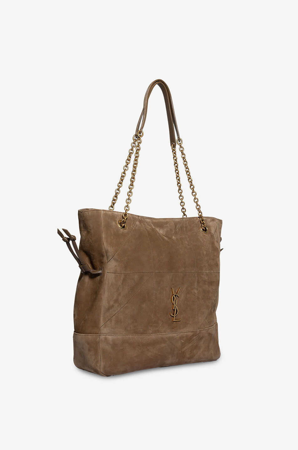 SAINT LAURENT PARIS Sac porté épaule en daim matelassé Jamie Shopping Femme Beige Foncé 2