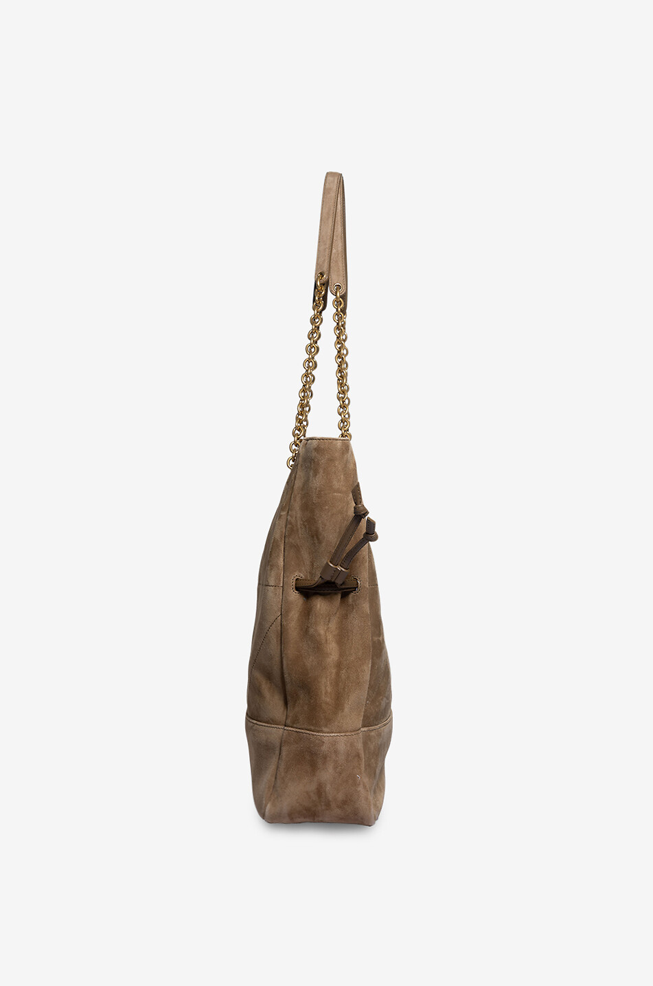SAINT LAURENT PARIS Sac porté épaule en daim matelassé Jamie Shopping Femme Beige Foncé 4