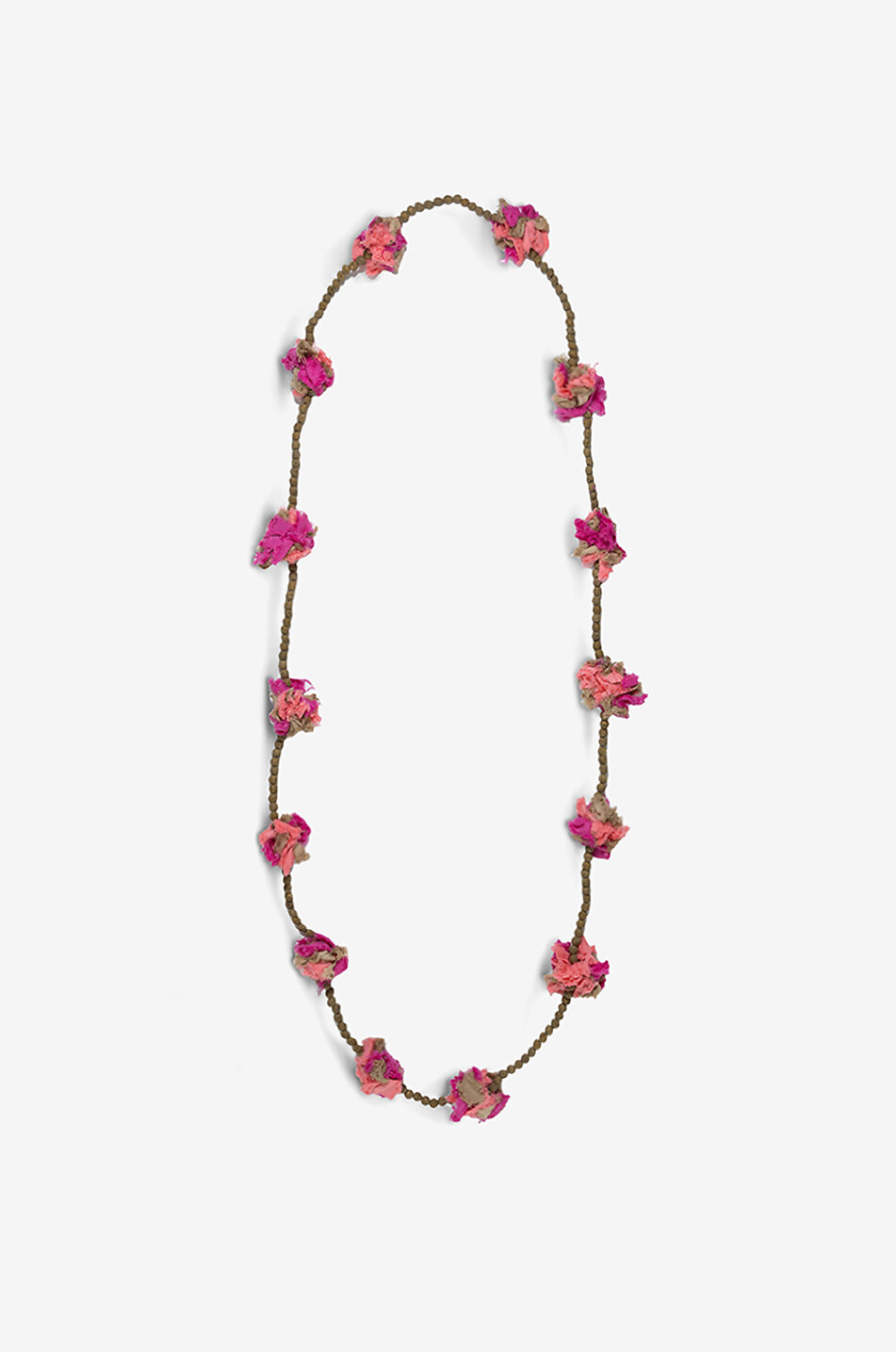 Sautoir en pelres de lave et tissu Golden Lava