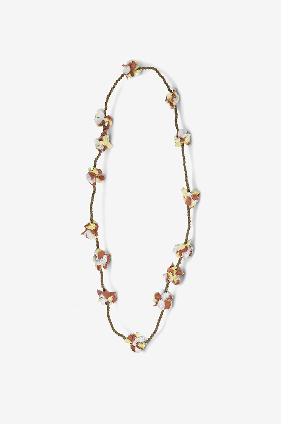 Sautoir en pelres de lave et tissu Golden Lava