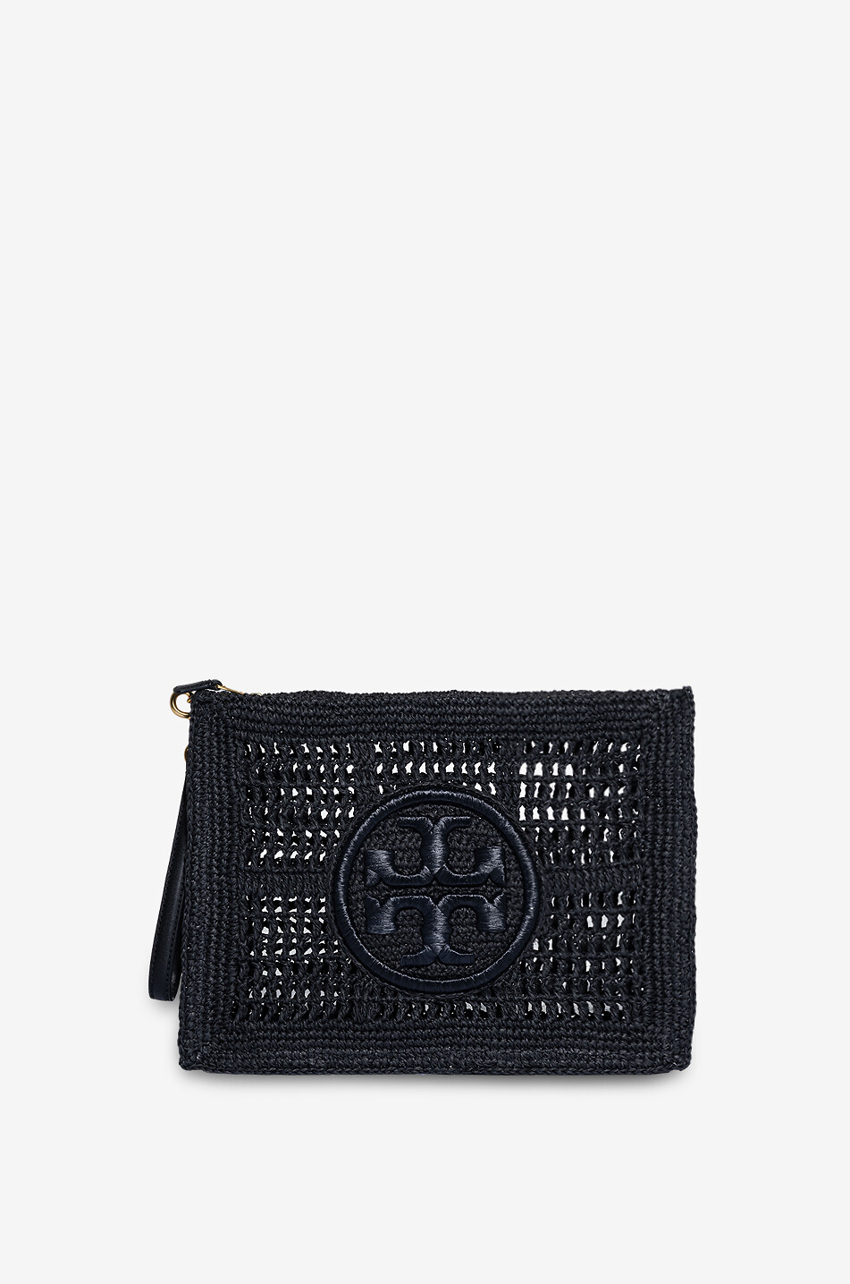 TORY BURCH Ella openwork raffia clutch Women BLACK 1