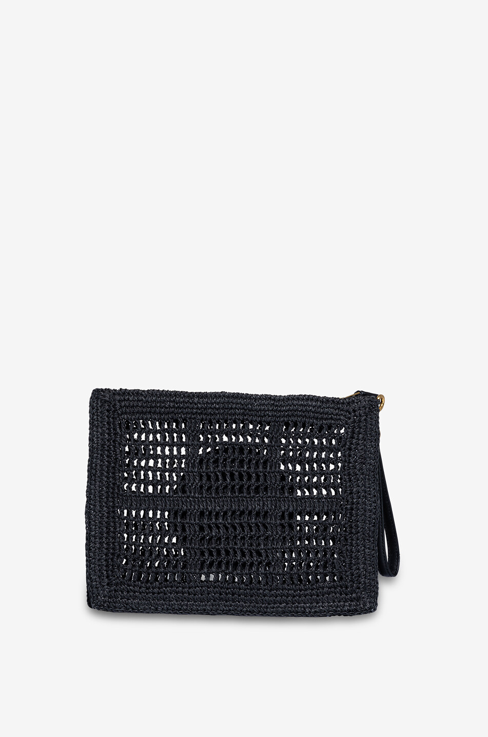 TORY BURCH Ella openwork raffia clutch Women BLACK 2