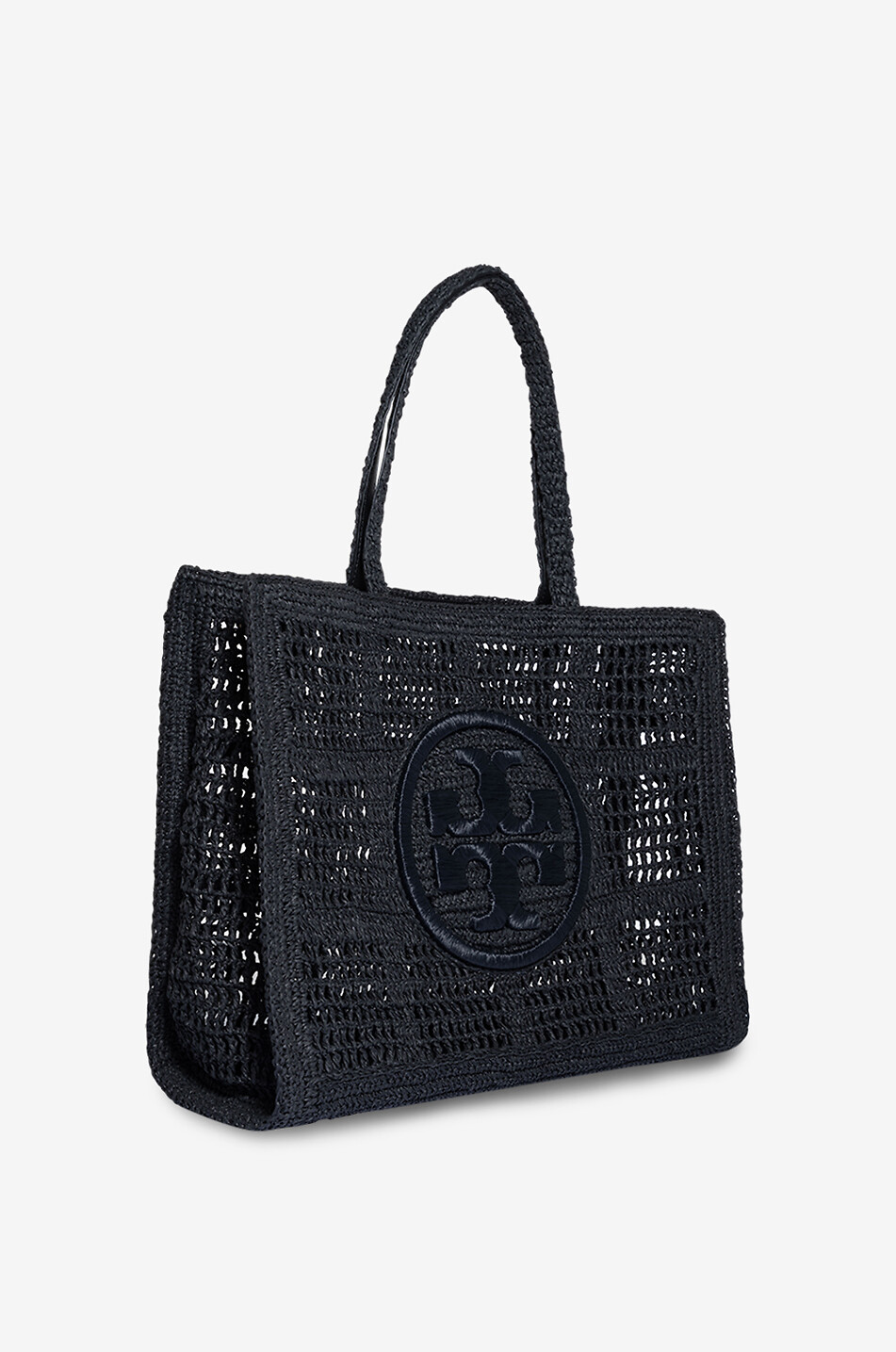 TORY BURCH Ella Large crochet tote bag in raffia Women BLACK 2