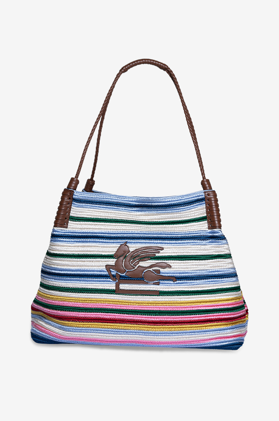 Sac cabas rayé tressé Libra Medium