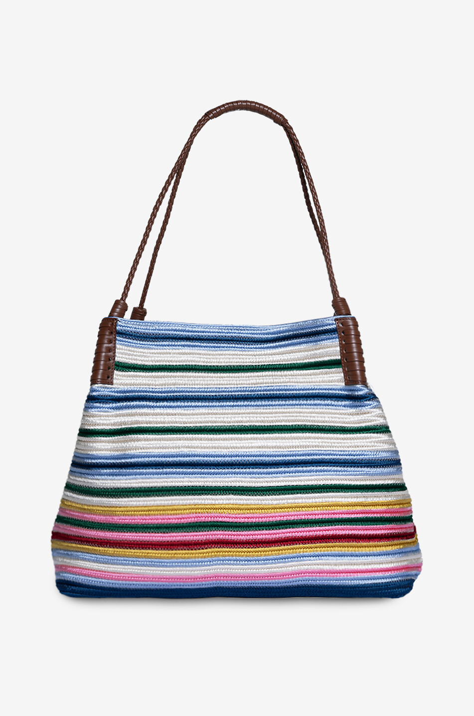 Sac cabas rayé tressé Libra Medium