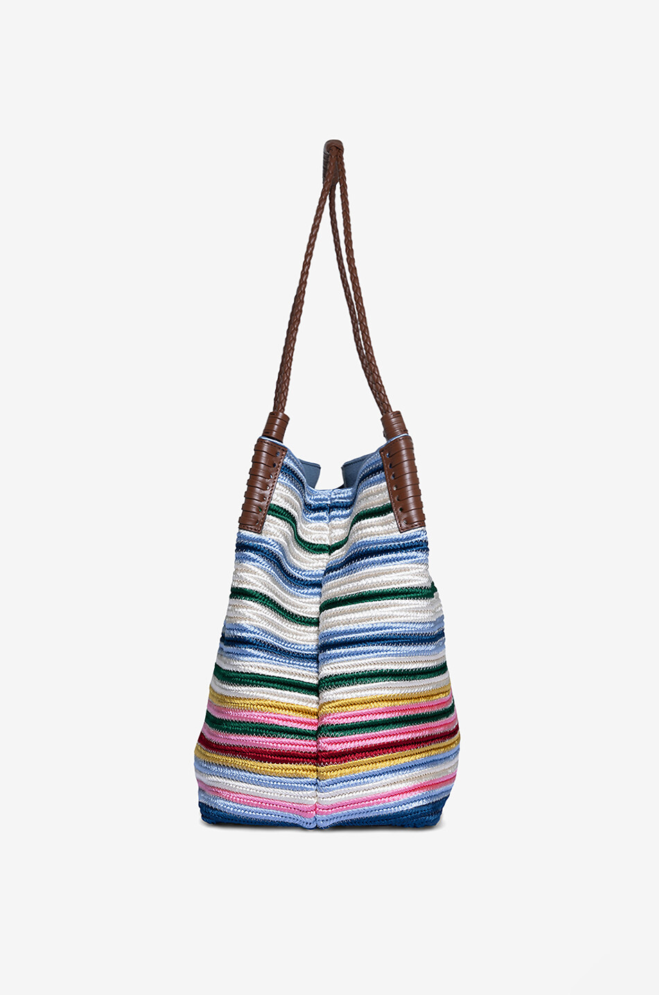 Sac cabas rayé tressé Libra Medium