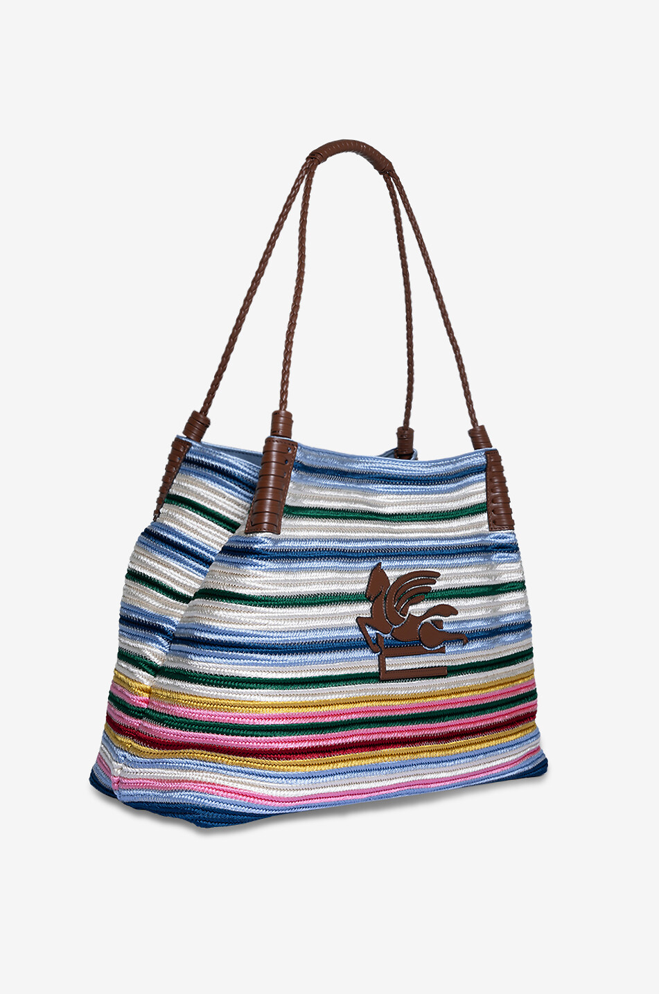 Sac cabas rayé tressé Libra Medium