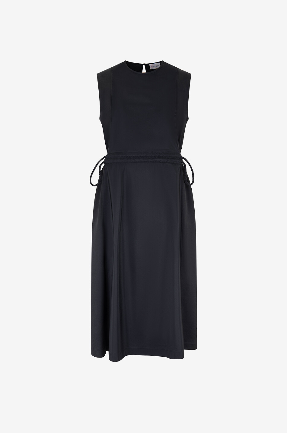 Jersey and nylon sleeveless midi dress