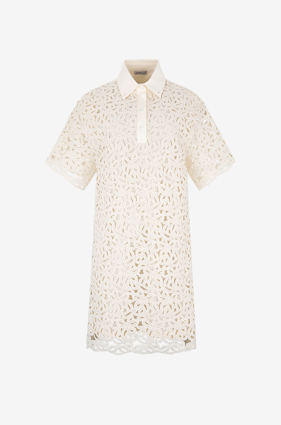 Mini robe polo en macramée et jersey