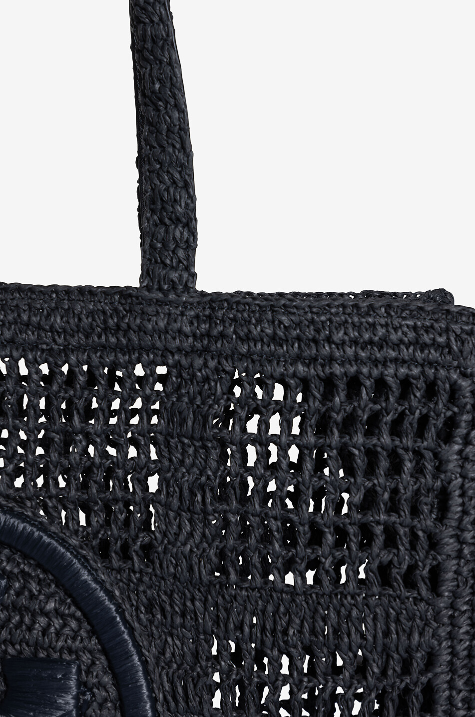 TORY BURCH Ella Large crochet tote bag in raffia Women BLACK 5