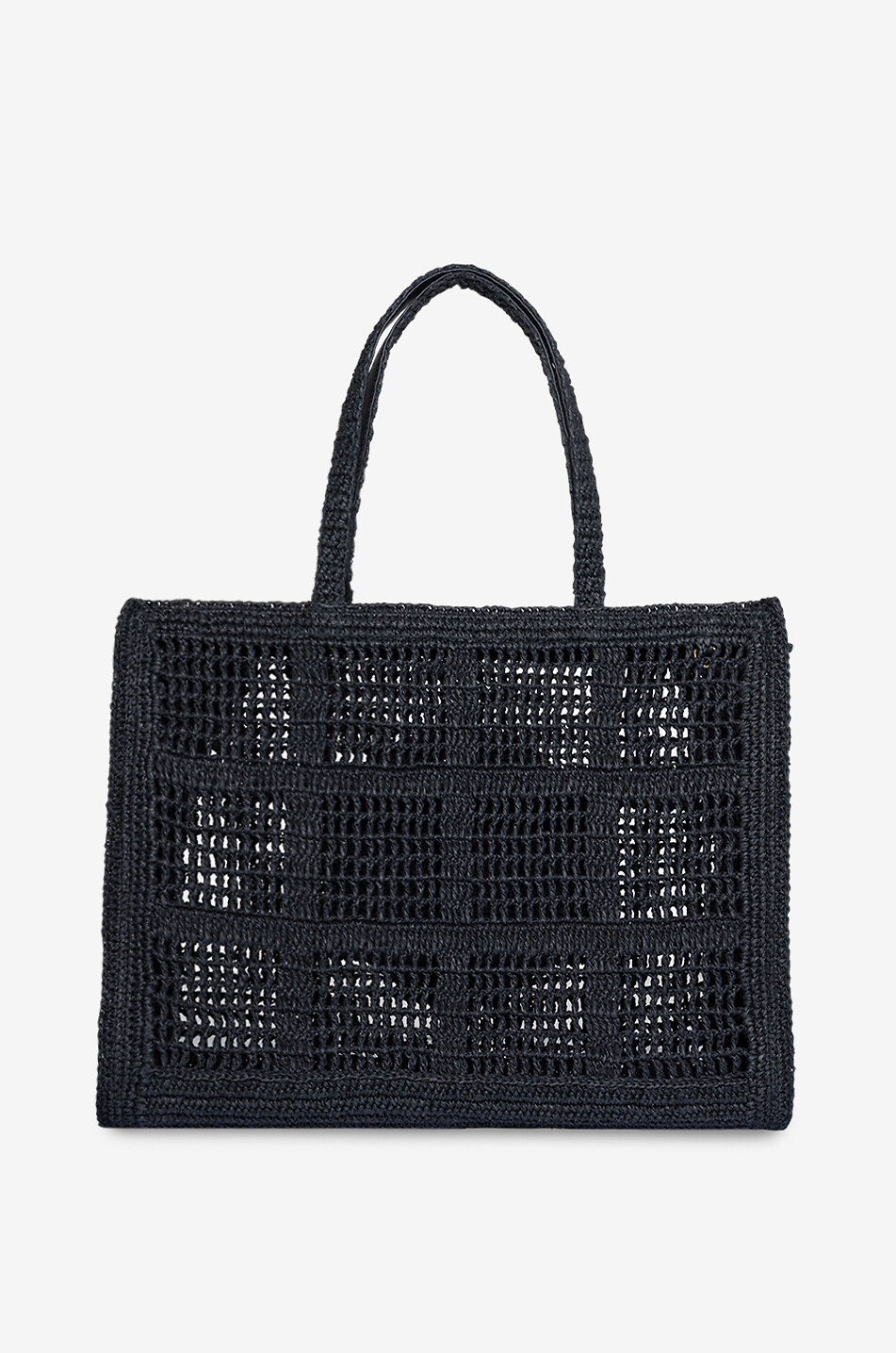 TORY BURCH Ella Large crochet tote bag in raffia Women BLACK 3