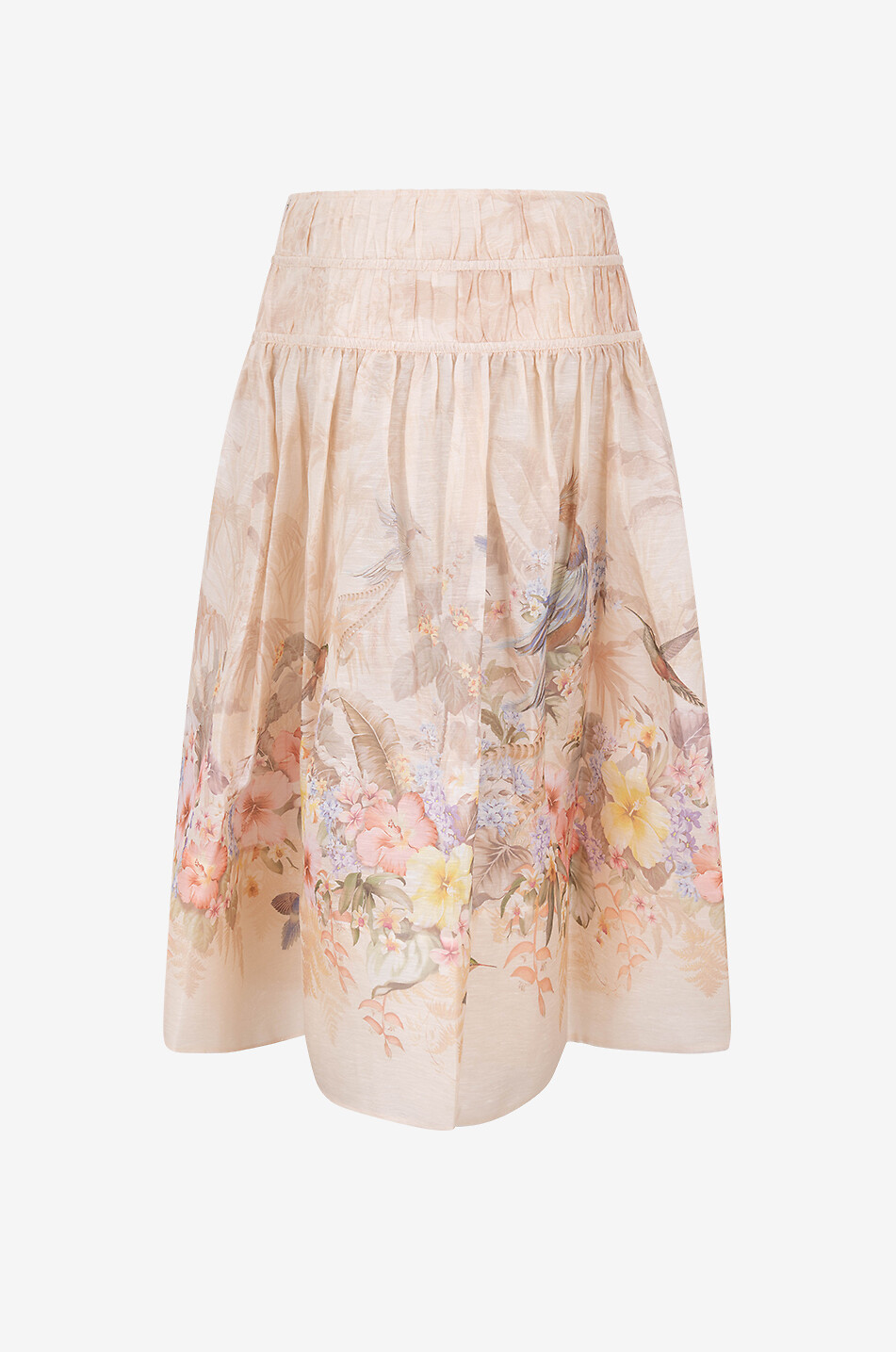 ZIMMERMANN Illuminate Drawn floral linen and silk midi skirt Women EGGSHELL 2
