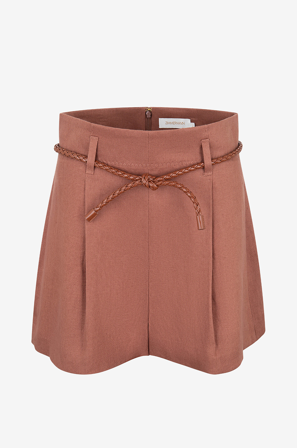 ZIMMERMANN Illuminate high-rise linen shorts Women LIGHT BROWN 1