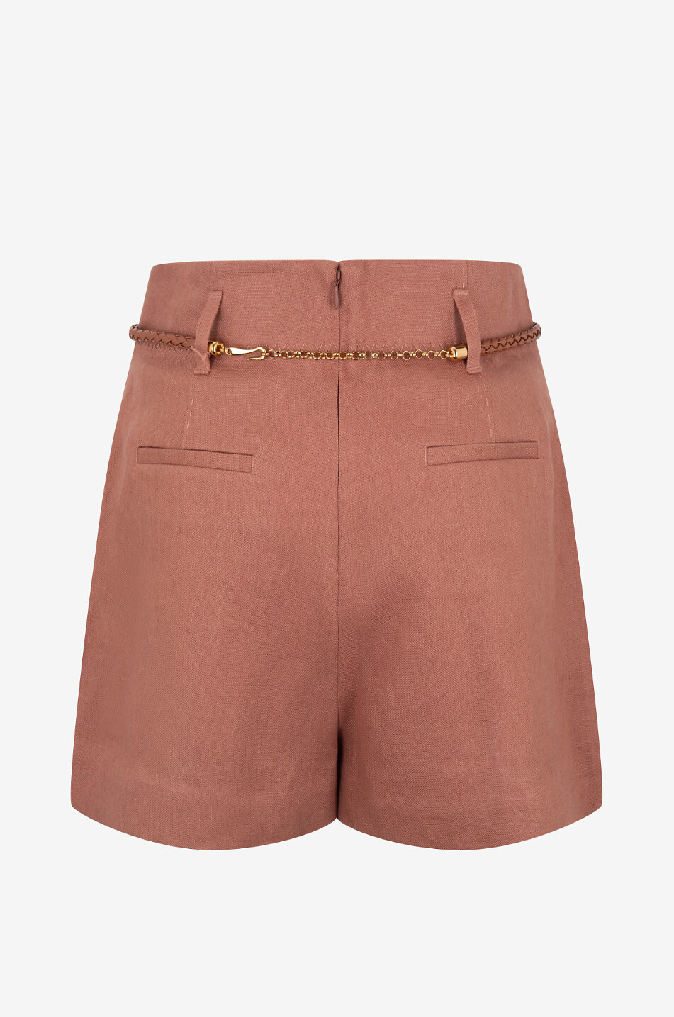 ZIMMERMANN Illuminate high-rise linen shorts Women LIGHT BROWN 2