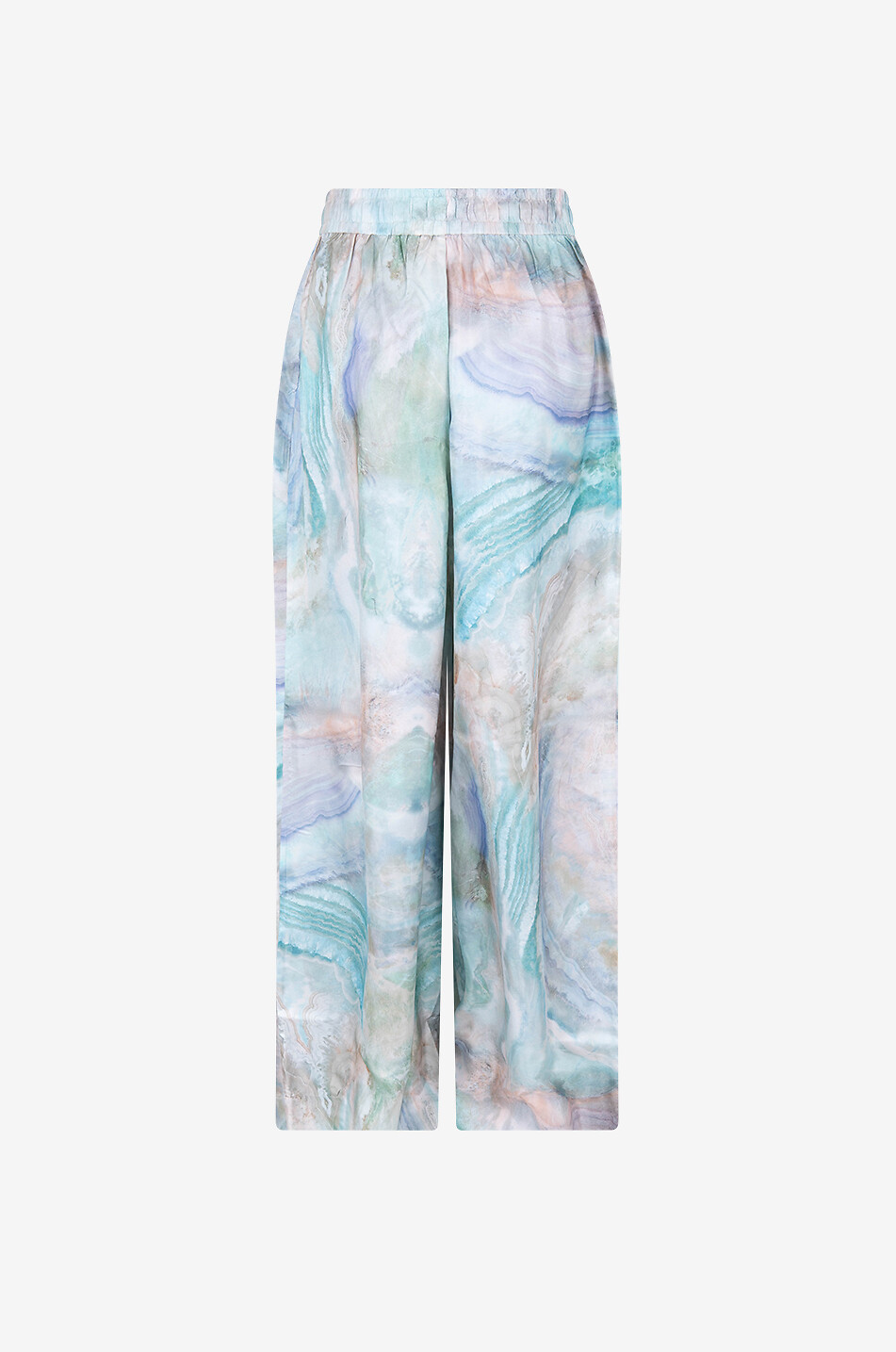 ZIMMERMANN Illuminate Track silk twill wide-leg trousers Women BLUE 2