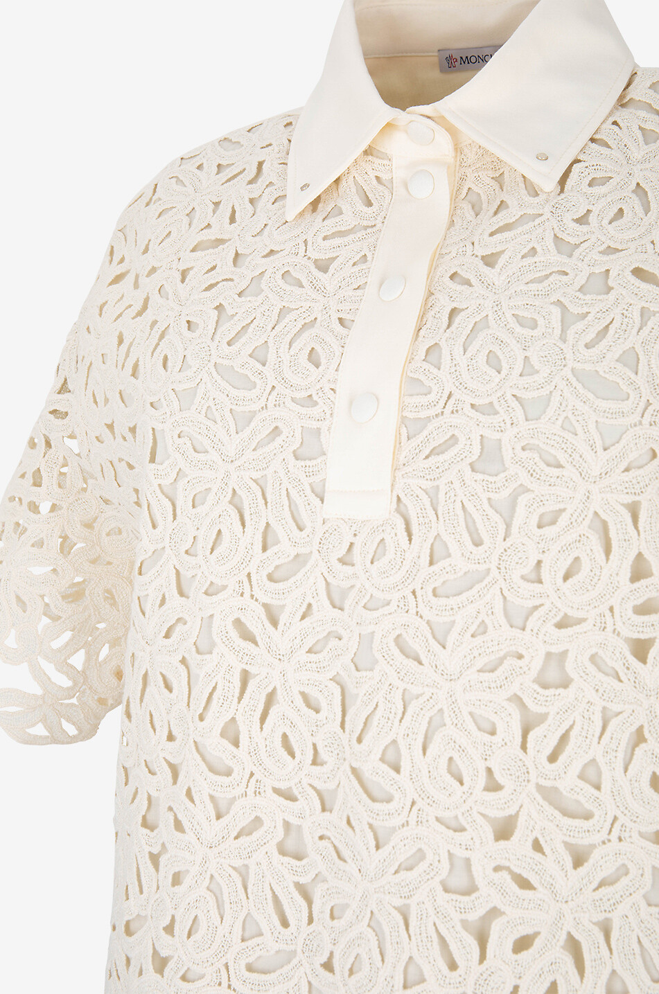 MONCLER Mini robe polo en macramée et jersey Femme BLANC 3