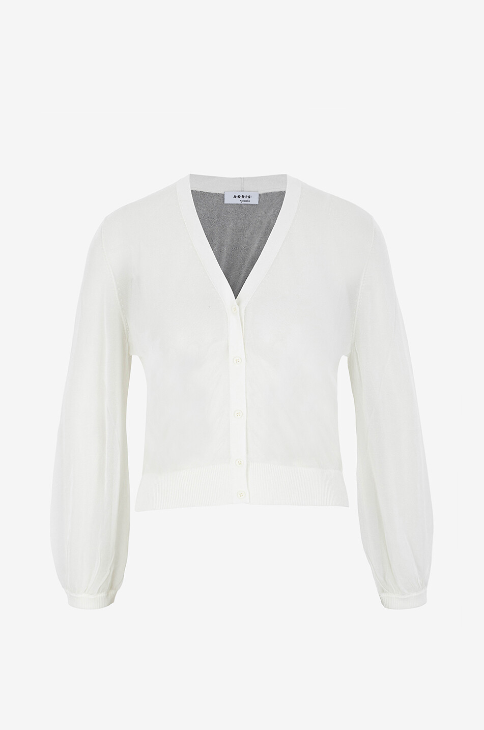 Cardigan transparent à col V et manches volumineuses