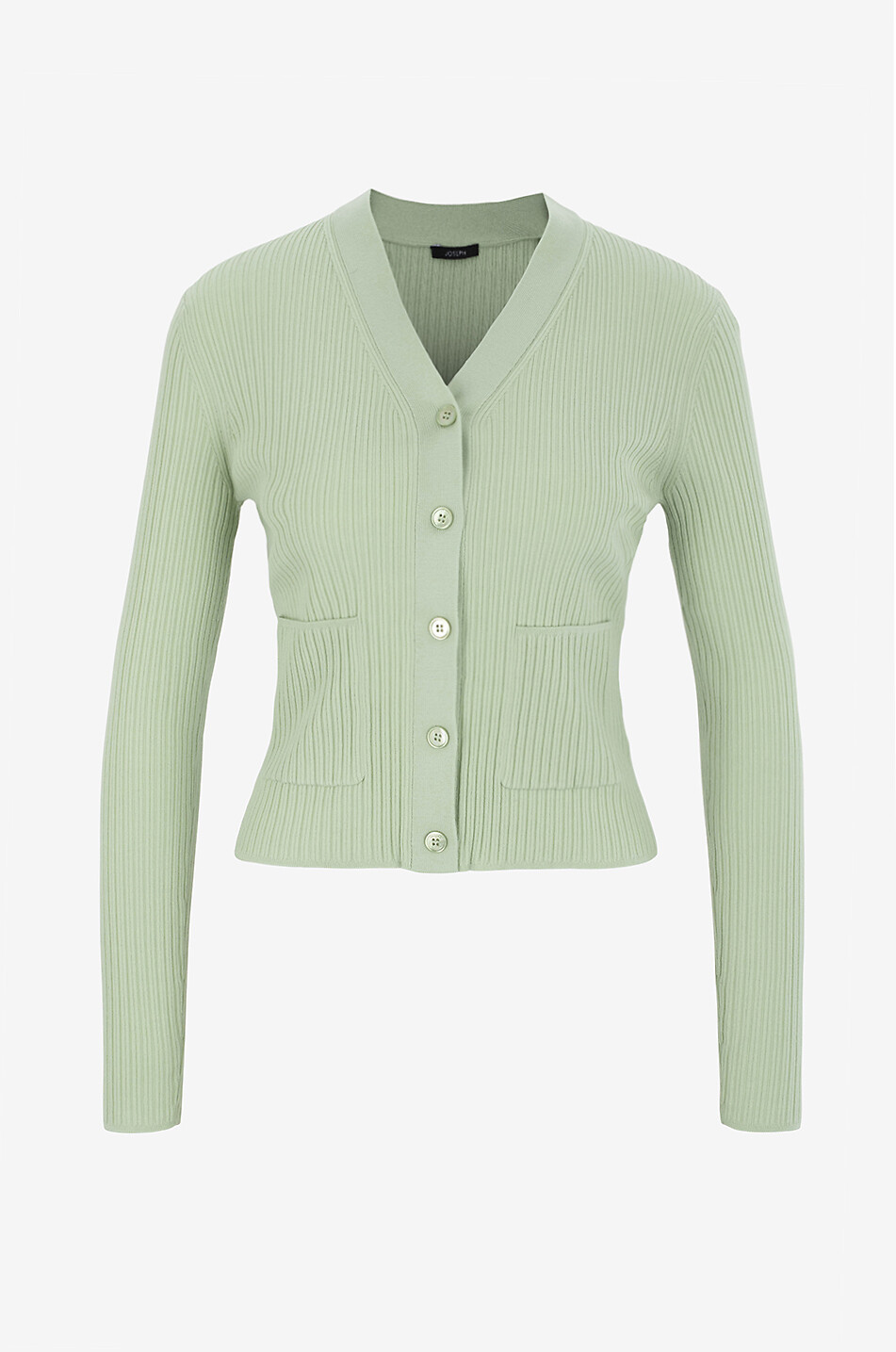 JOSEPH Schmaler gerippter Cardigan aus Merinowolle Damen HELLGRÜN 1