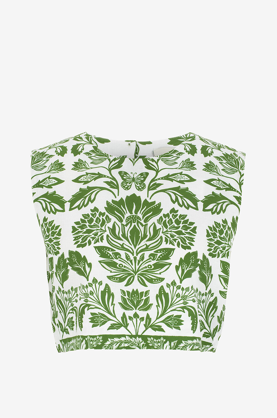 FARM RIO Ärmelloses kurzes Top aus Leinen Draped Tapestry Damen GRÜN 1