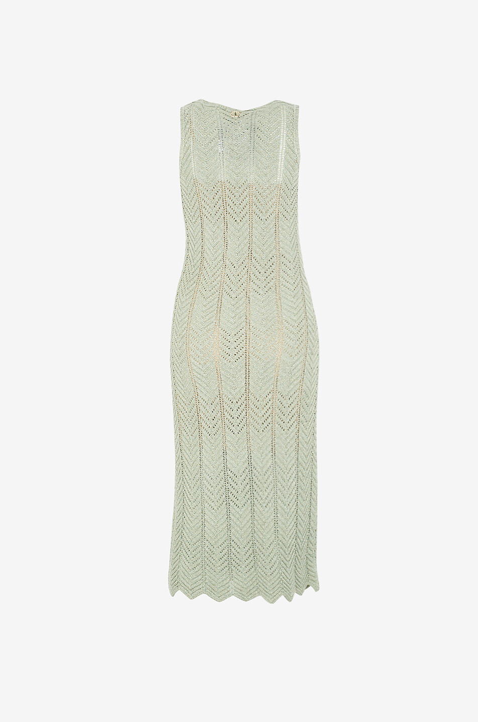 TWINSET Ärmelloses Lochstrick-Midikleid Damen HELLGRÜN 2