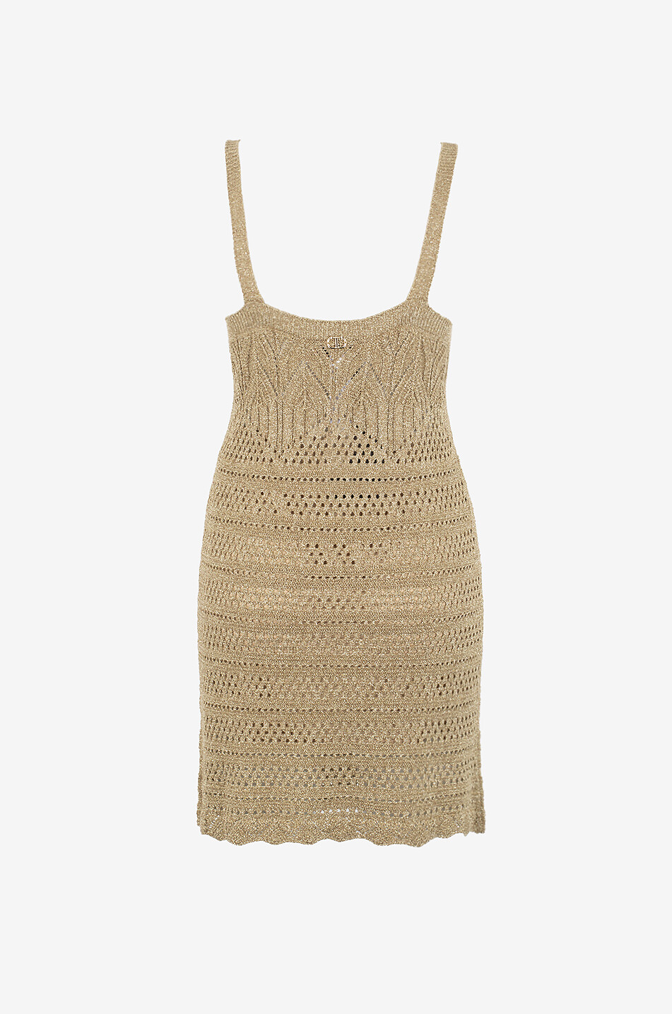 TWINSET Mini robe en maille lurex ajourée à bretelles Femme BEIGE 2