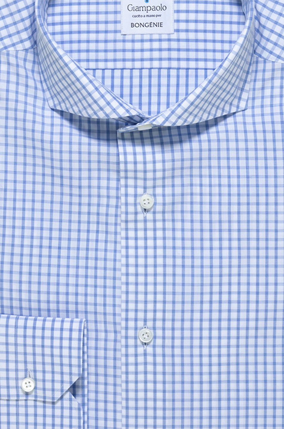 GIAMPAOLO Fein kariertes Langärmeliges Hemd aus Baumwolle Herren MITTELBLAU 2