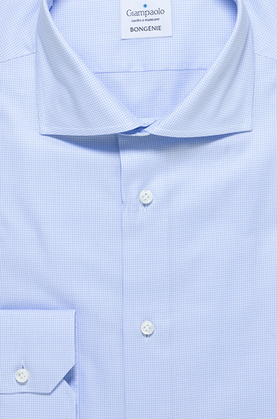 GIAMPAOLO Vichy-Karo-Langarm-Hemd aus Baumwolle Herren HELLBLAU 2