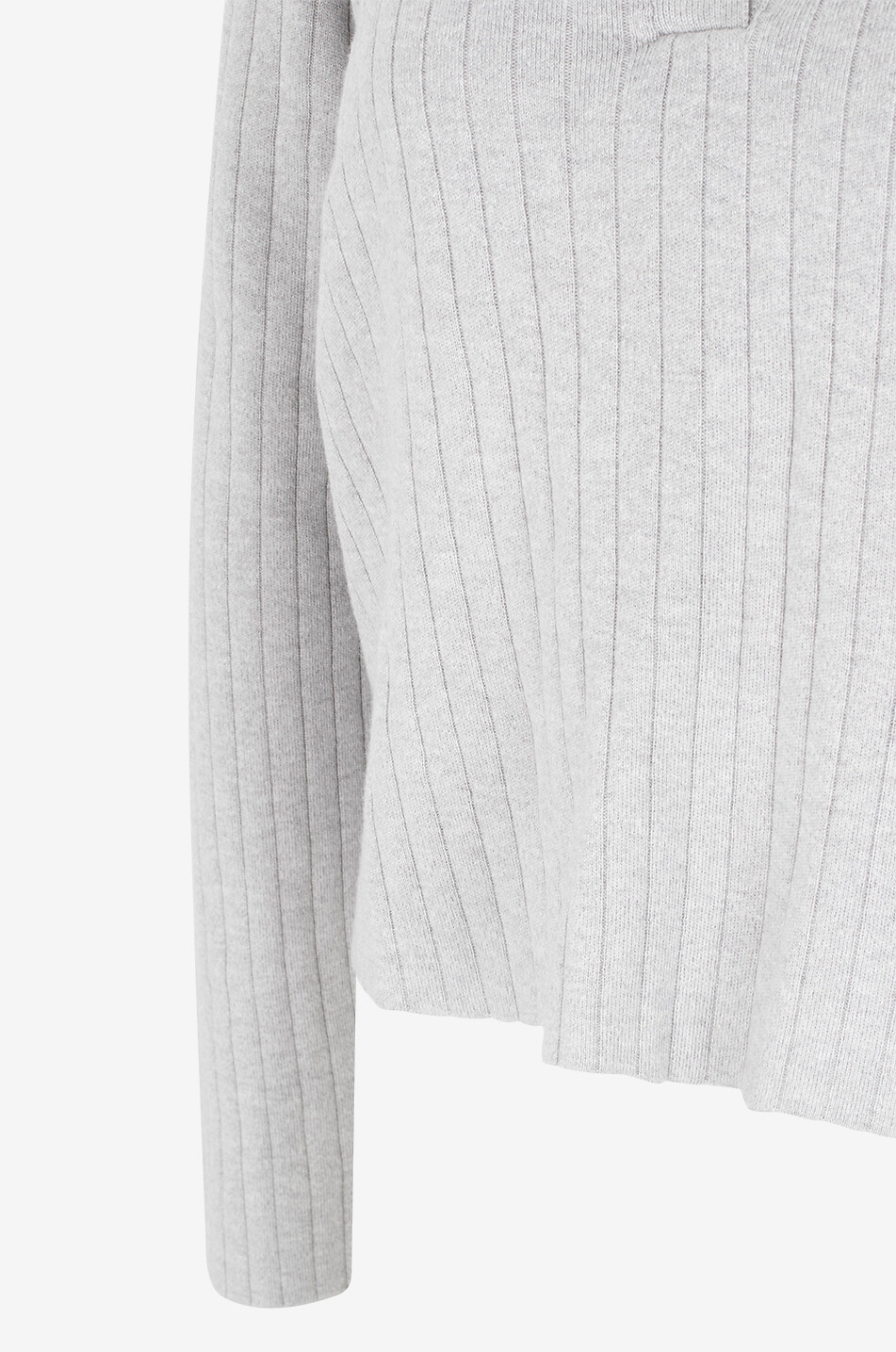 SKIN Polo en maille côtelée à manches longues Milan Femme GRIS 3