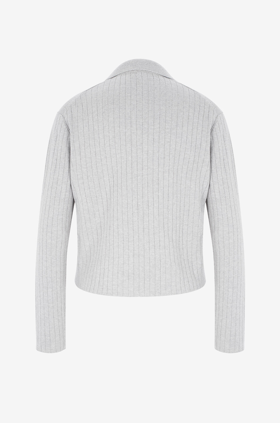 SKIN Polo en maille côtelée à manches longues Milan Femme GRIS 2