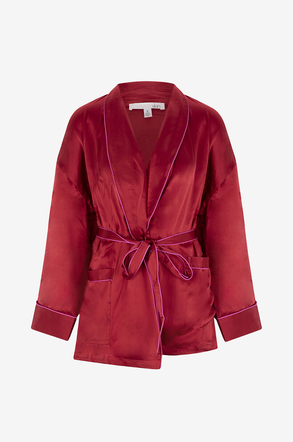 SKIN Kurzer Bademantel aus Seide Joy Damen ROT 1