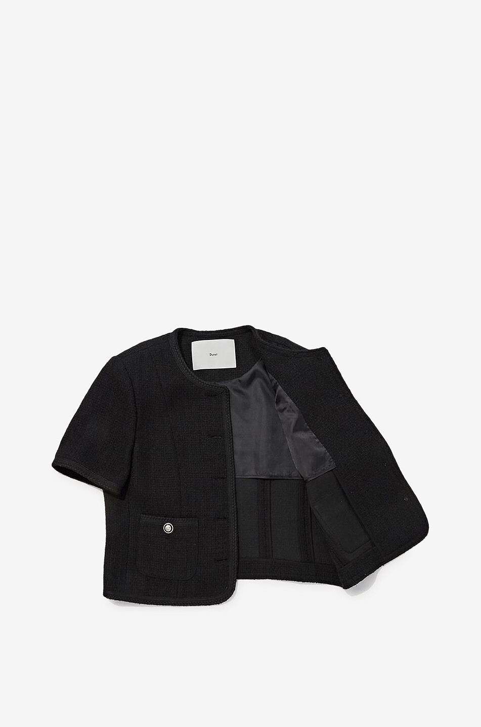 DUNST Kurzarm-Tweed-Kostümjacke Summer Damen SCHWARZ 8