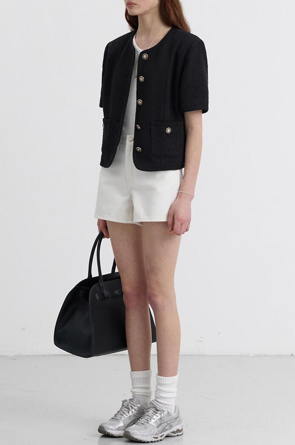 DUNST Kurzarm-Tweed-Kostümjacke Summer Damen SCHWARZ 4