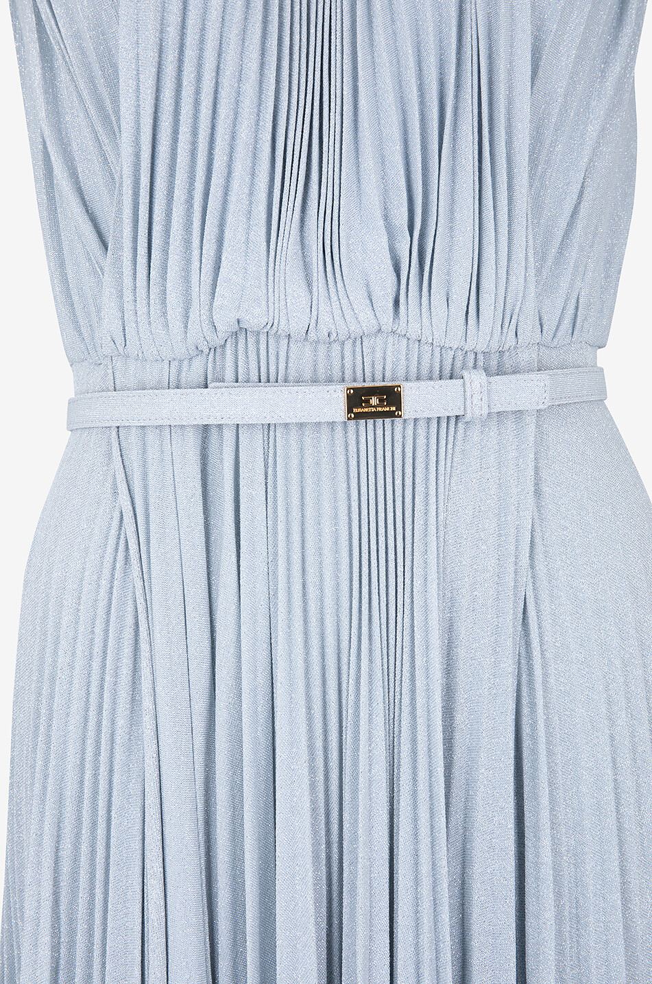 ELISABETTA FRANCHI Red Carpet long pleated Lurex jersey dress Women LIGHT BLUE 3