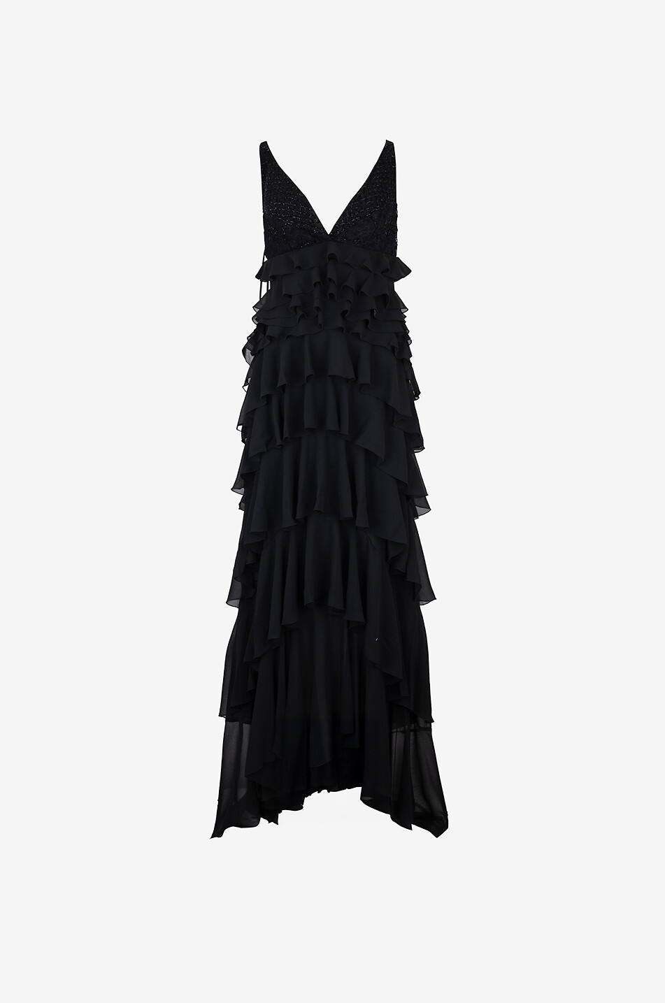 Red Carpet long ruffle georgette dress