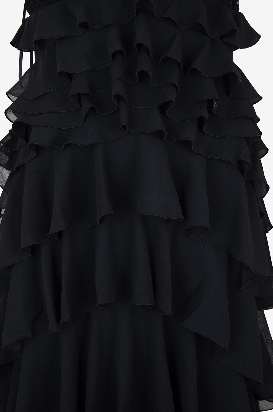 ELISABETTA FRANCHI Langes Rüschenkleid aus Gerogette Red Carpet Damen SCHWARZ 3