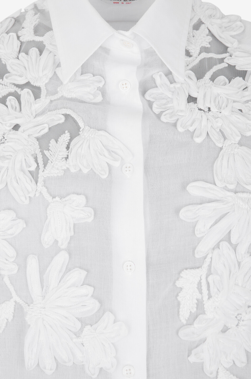 ERMANNO SCERVINO Chemise en voile de coton et soie à applications florales Femme BLANC 3