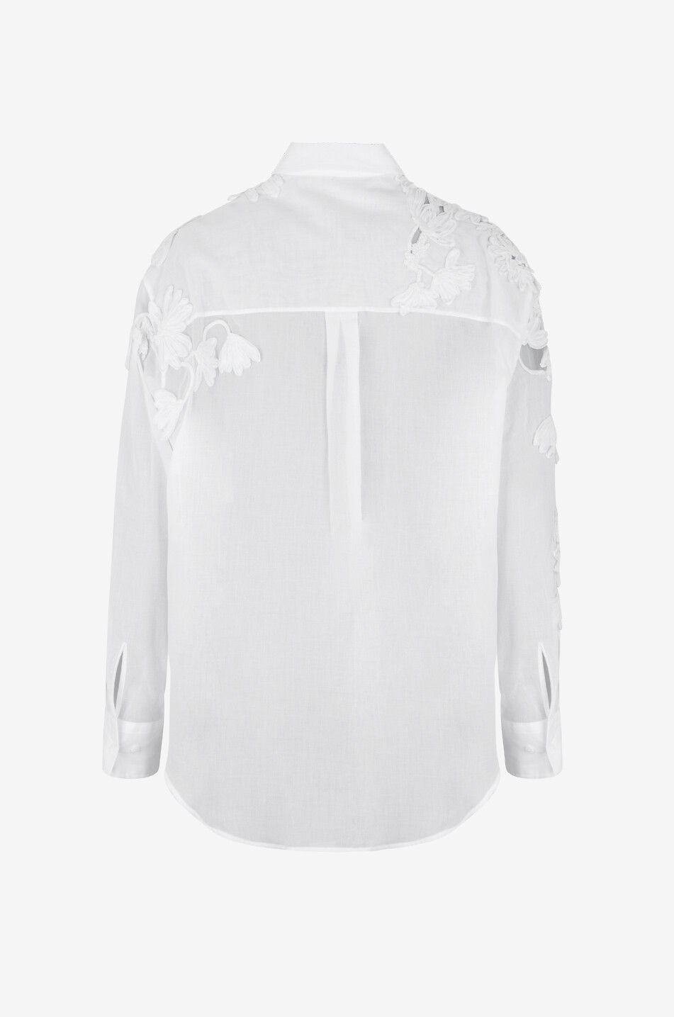 ERMANNO SCERVINO Chemise en voile de coton et soie à applications florales Femme BLANC 2