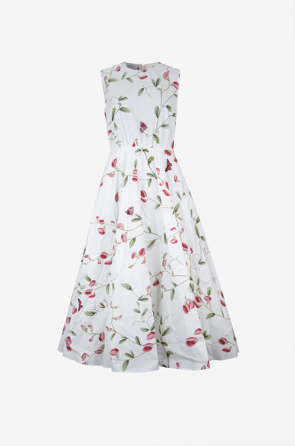 GIAMBATTISTA VALLI Robe midi sans manches en popeline Carnations Femme BLANC 1