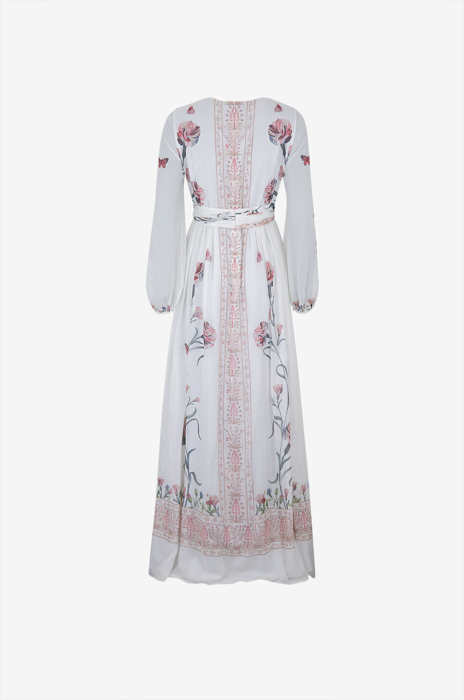 GIAMBATTISTA VALLI Screen Carnation long silk dress Women WHITE 2