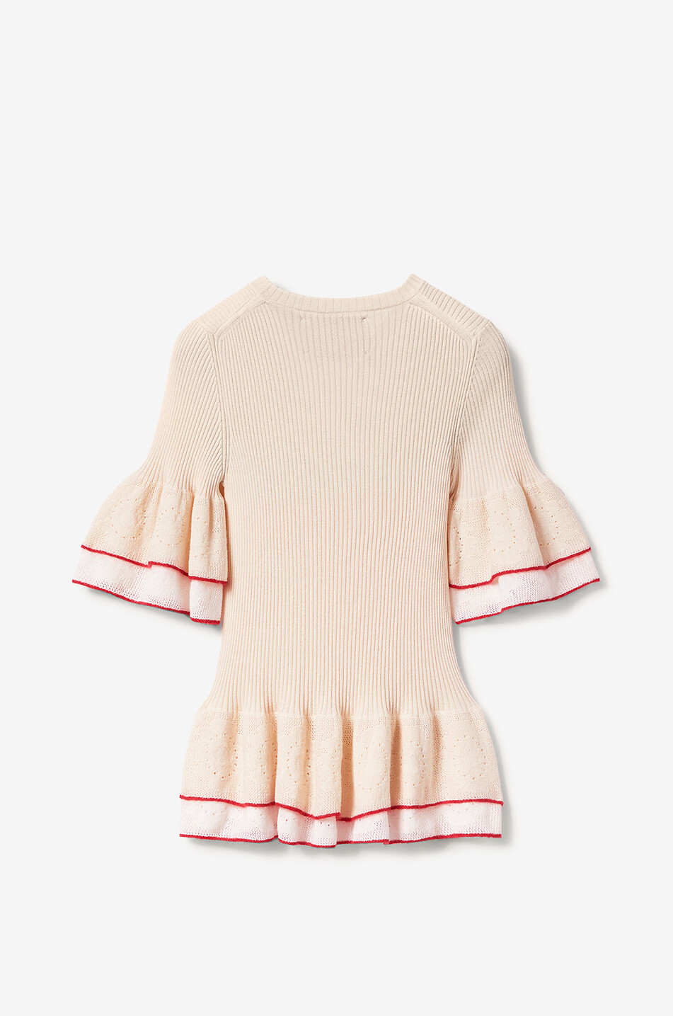 LA DOUBLEJ Top à manches courtes en soie mélangée Peplum Femme BLANC CASSE 2