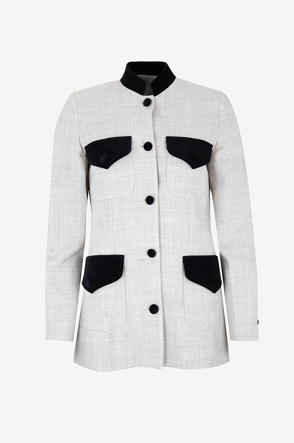 Raja Signature cinched linen and velvet suit jacket