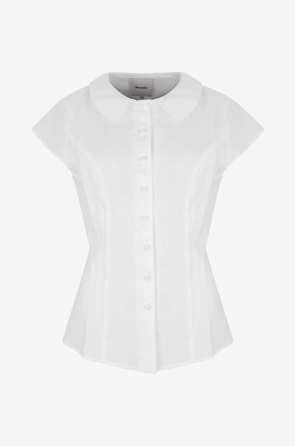 REFORMATION Tailliertes Leinen-Kurzarmhemd Molly Damen WEISS 1