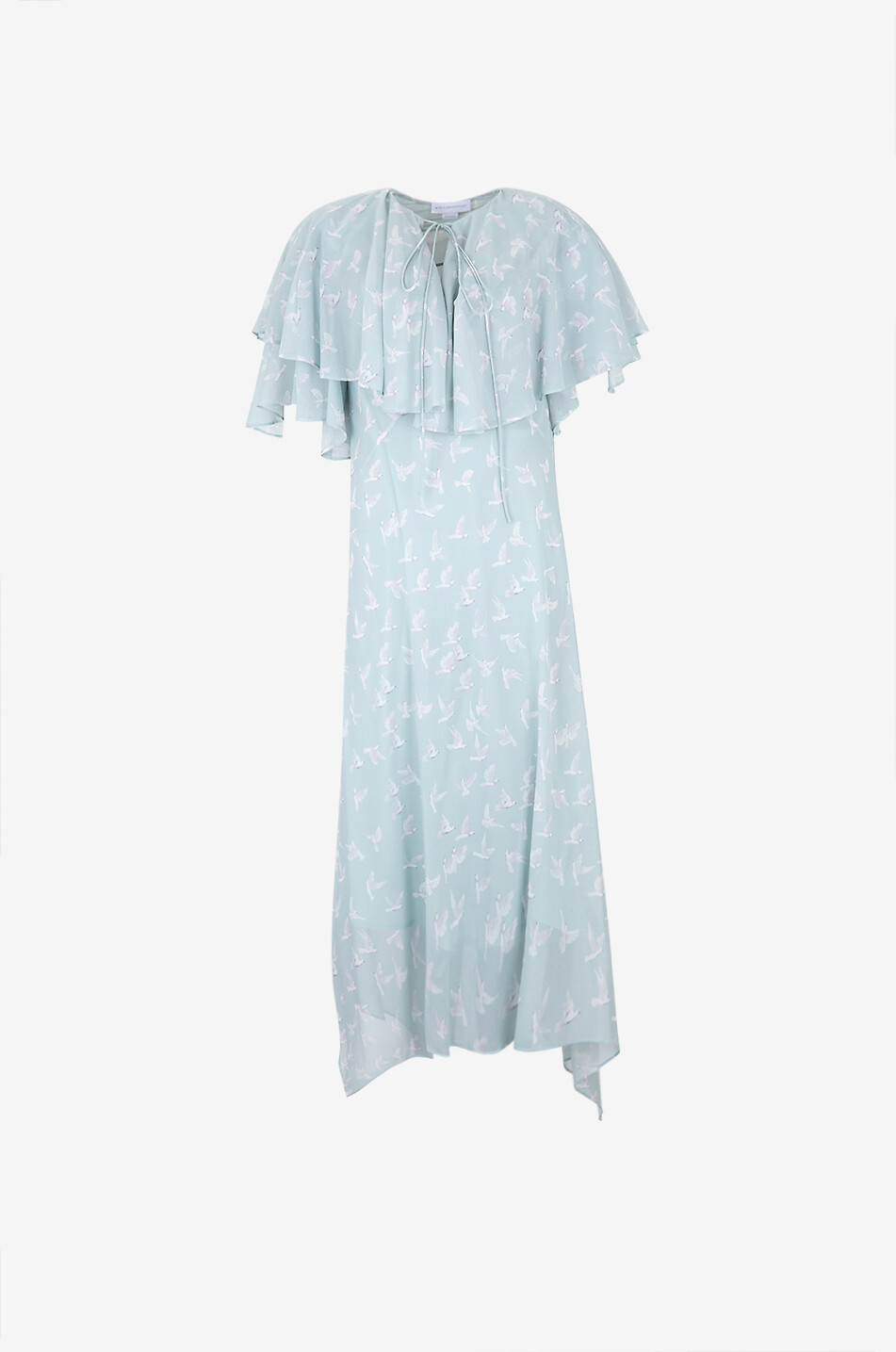STELLA McCARTNEY Midi cape silk dress with dove print Women GREEN 1