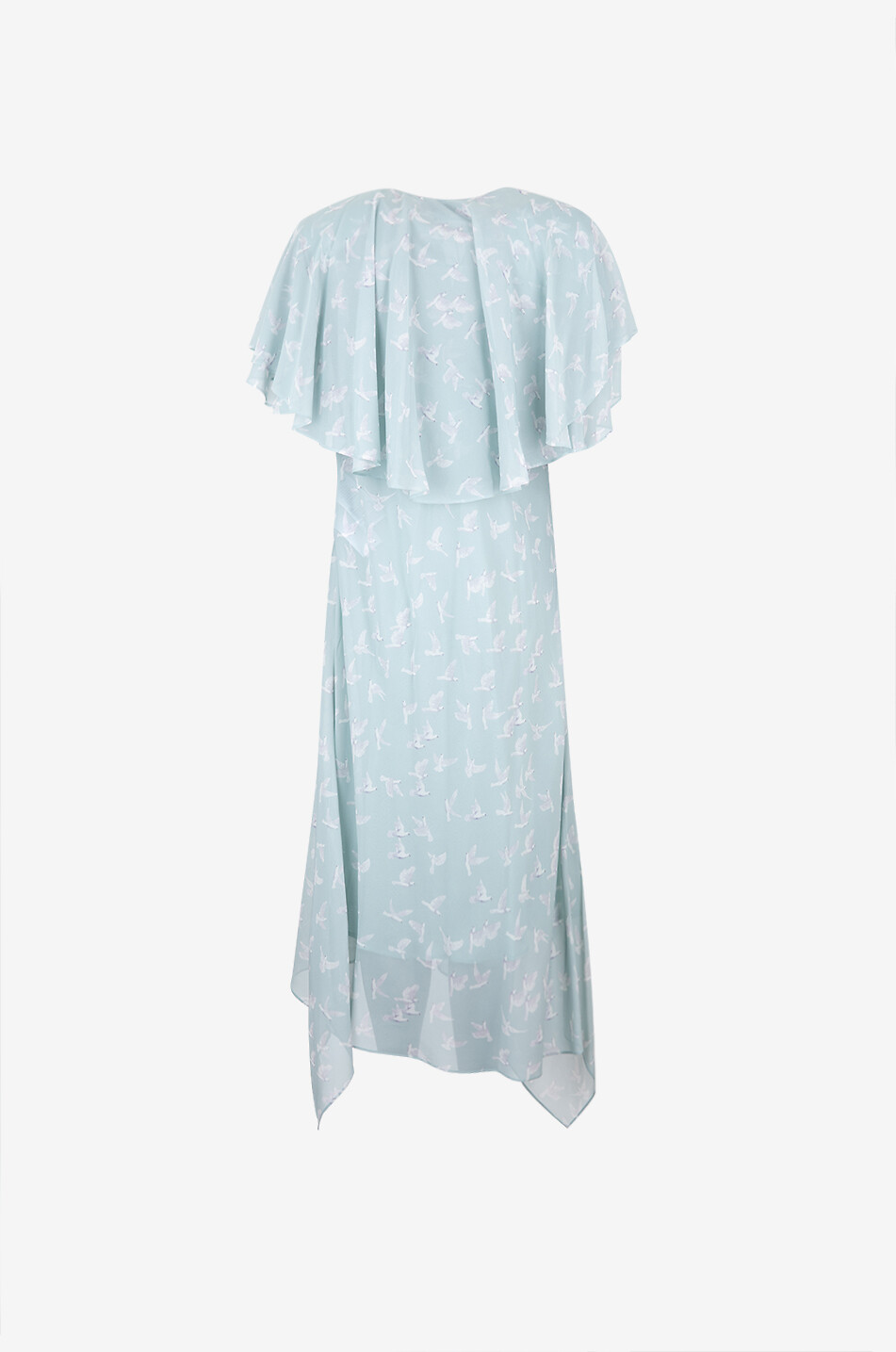 STELLA McCARTNEY Midi cape silk dress with dove print Women GREEN 2