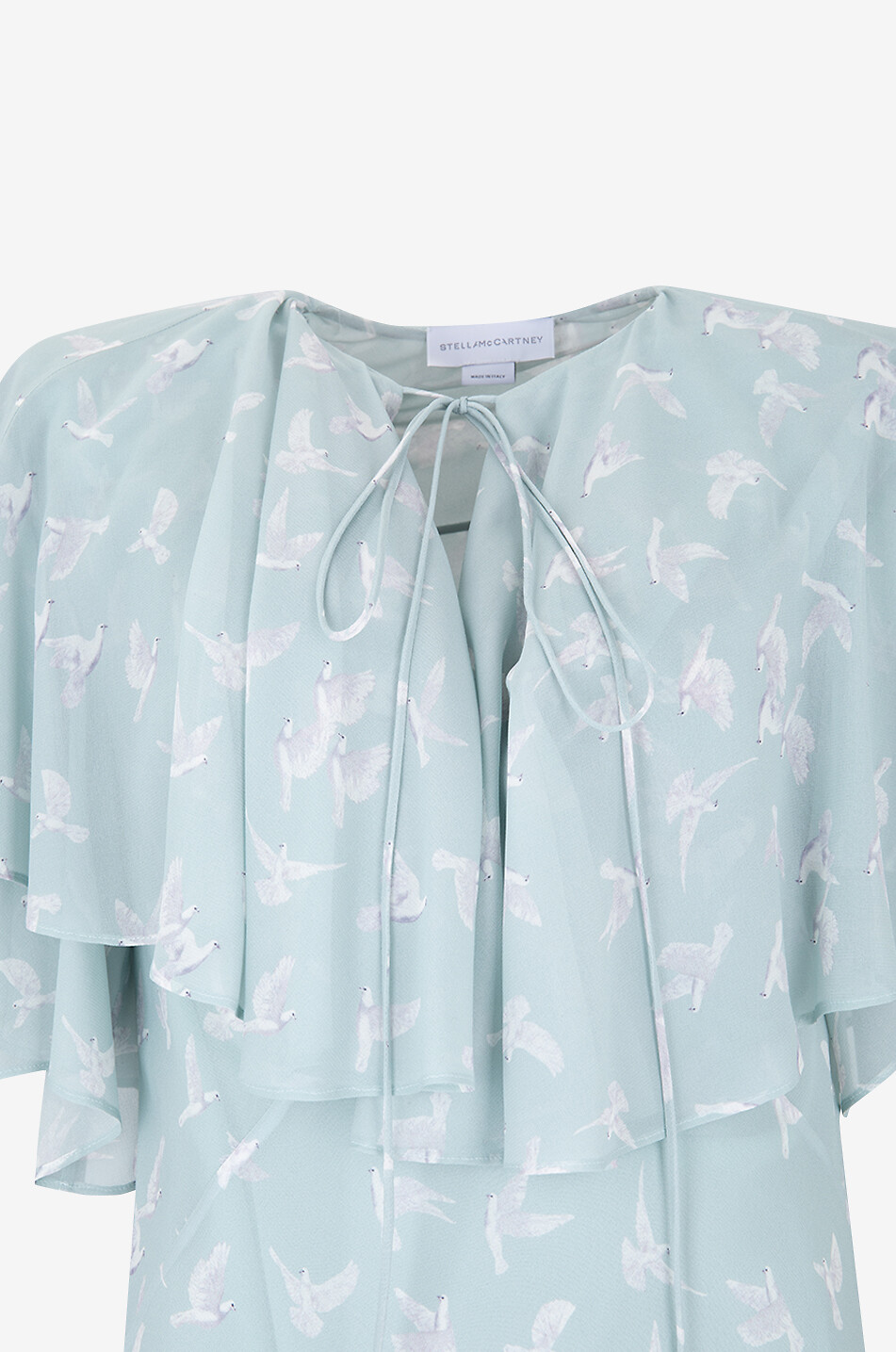 STELLA McCARTNEY Midi cape silk dress with dove print Women GREEN 3