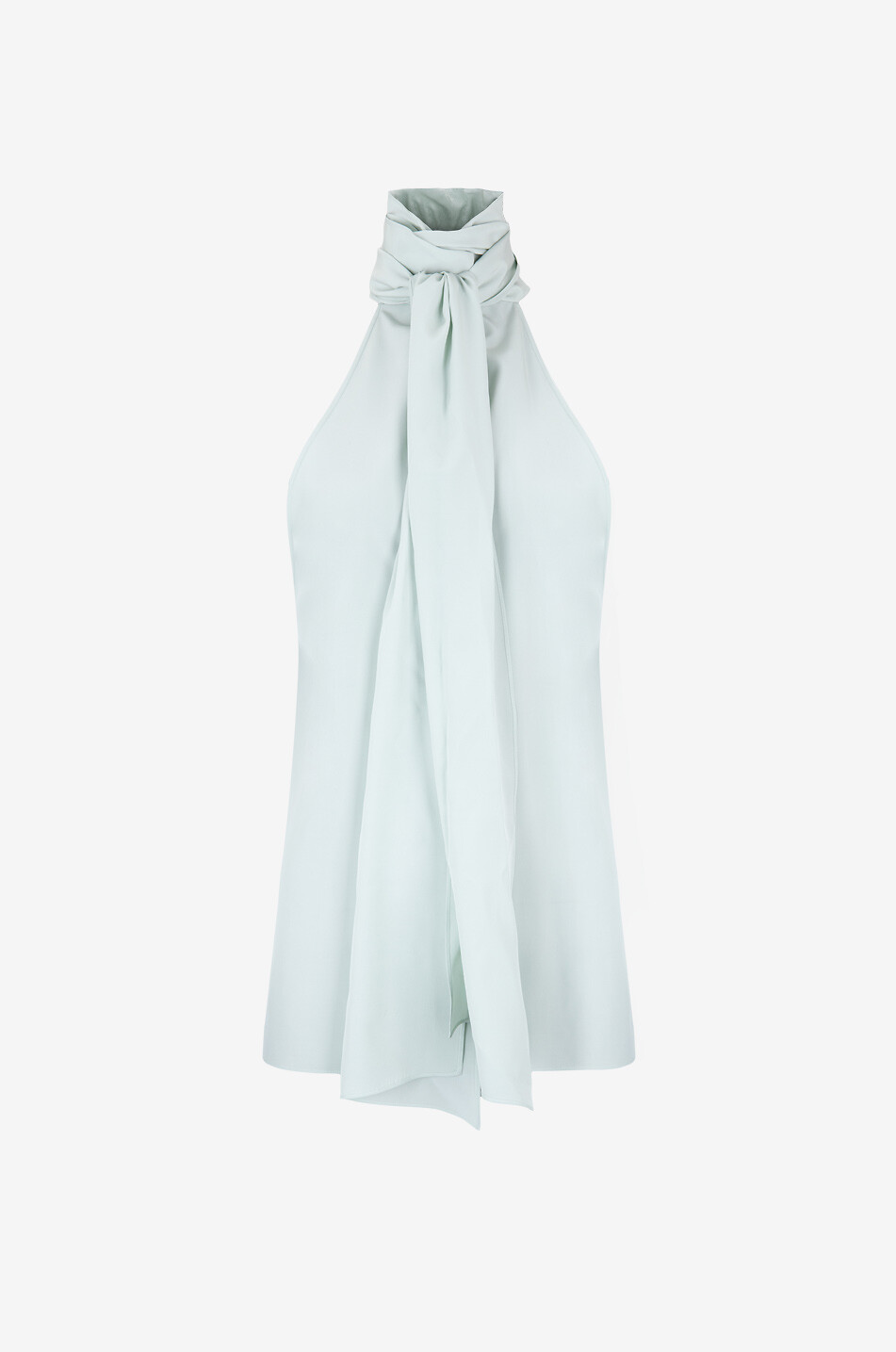 Top sans manches en soie à lavallière