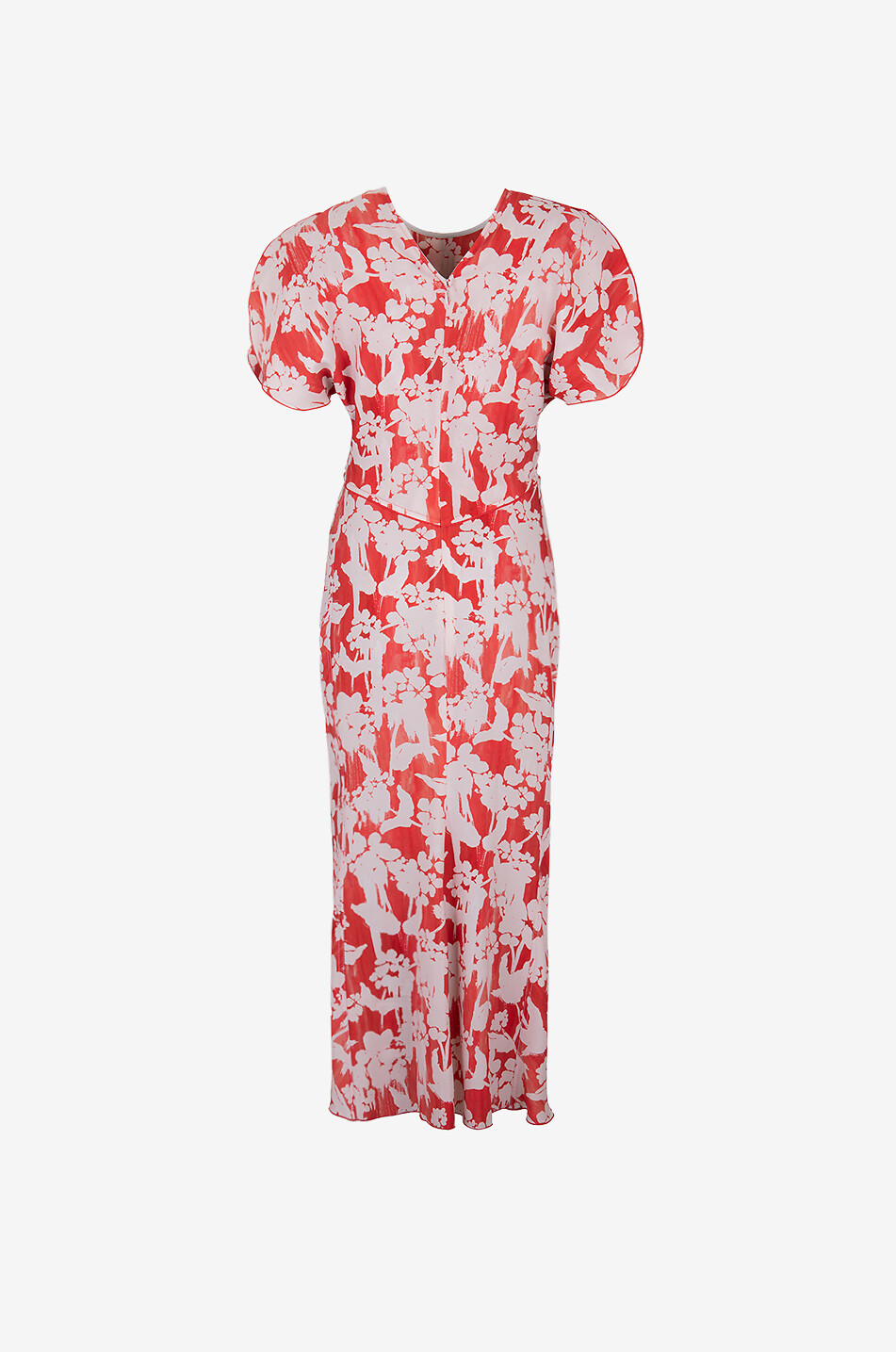 Gathered Waist floral midi dress in crepe