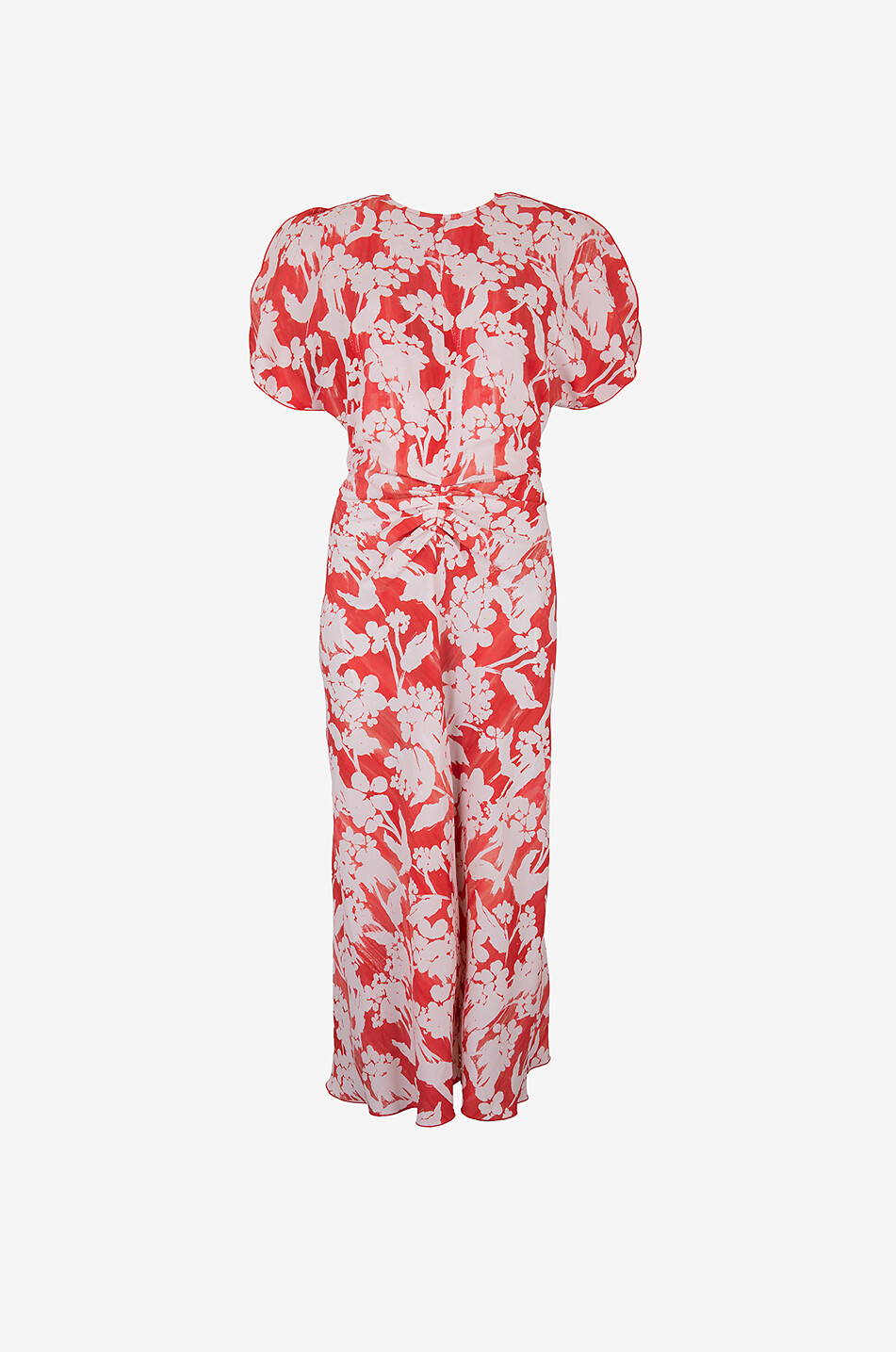 Gathered Waist floral midi dress in crepe