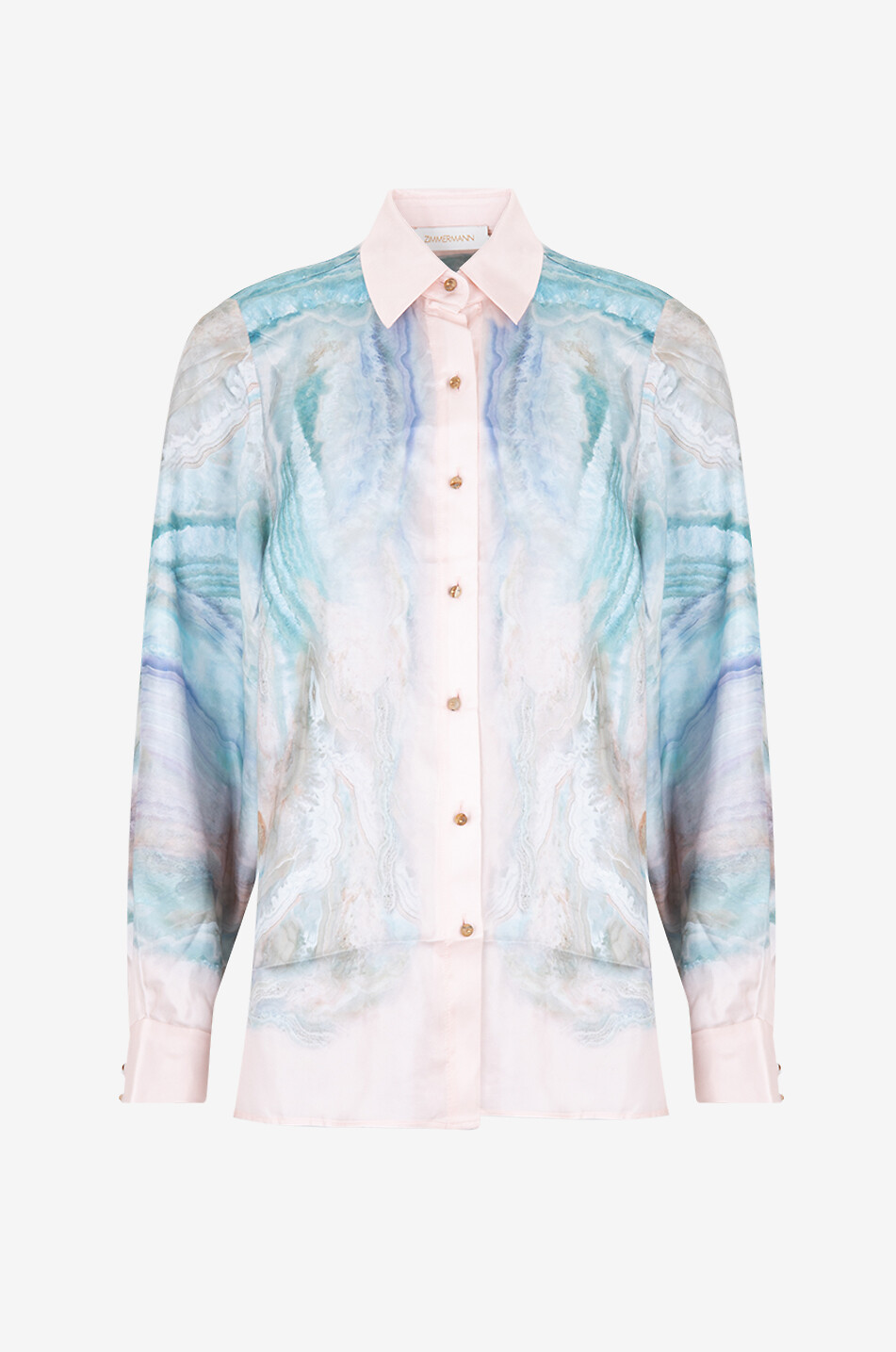 ZIMMERMANN Illuminate Relaxed silk twill shirt Women BLUE 1