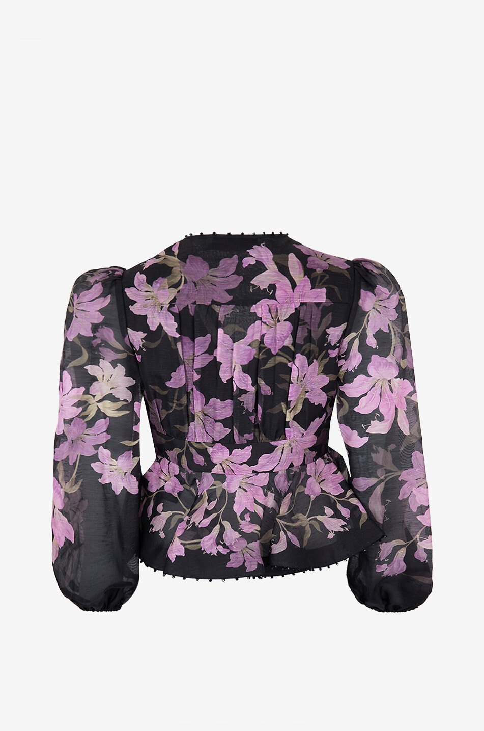 Leinen- und Seidenbluse mit Schoss Dawning V-Neck